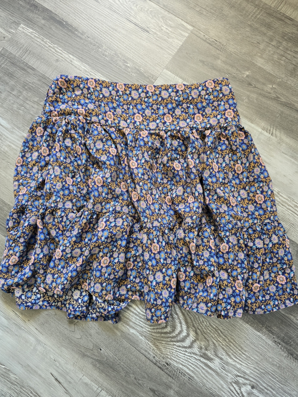 NATURAL LIFE Blue and Pink Floral Tiered Skirt
